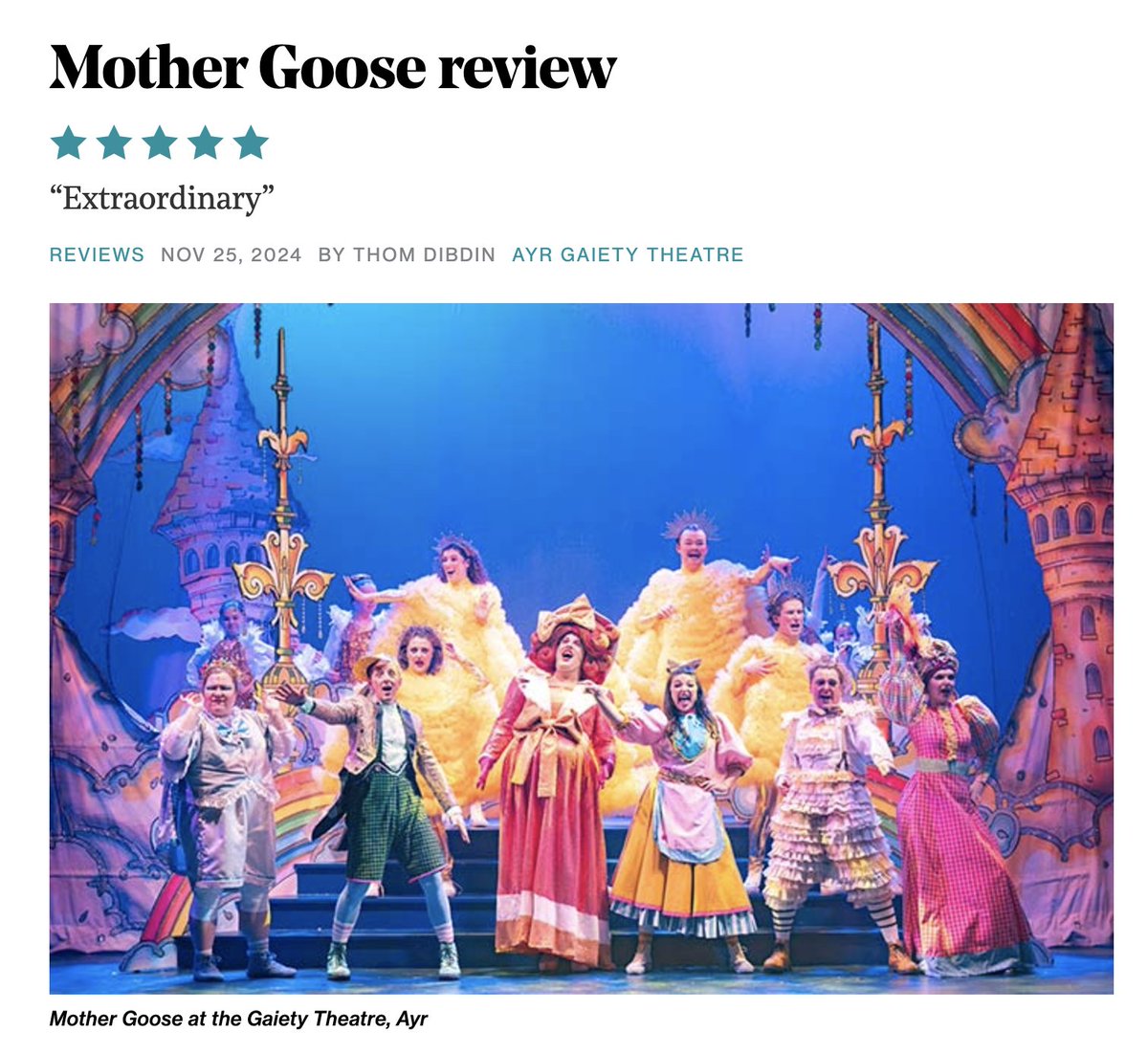 🎭✨ What a weekend! Bea Webster, Benedetta Zanetti, and the entire cast &amp; crew absolutely rocked the opening of Mother Goose at the Ayr Gaiety! 🌟 A 5-STAR Panto! ⭐️👏 We are proud to have supported the development of the show that includes 2 deaf performers.