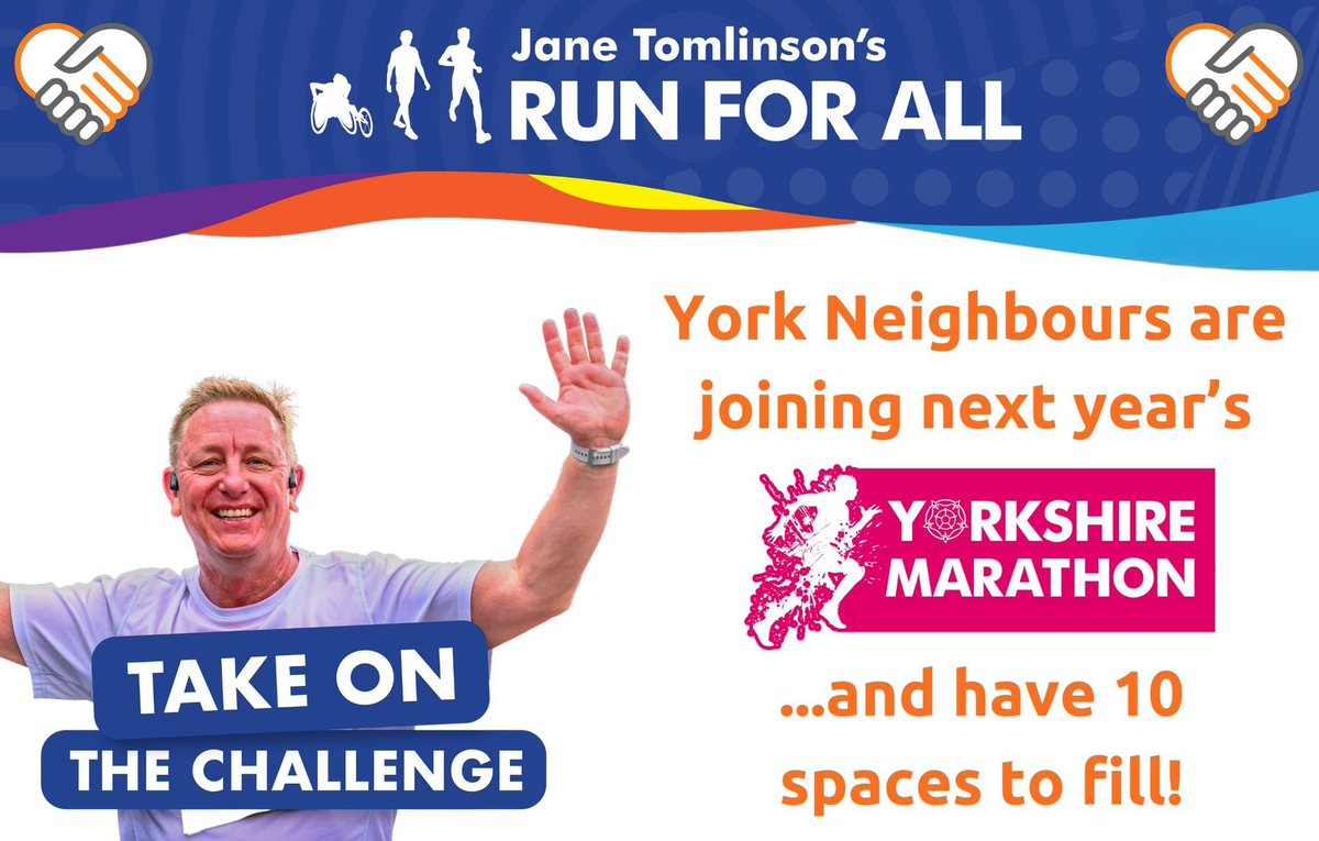 We have 10 coveted places for The Yorkshire Marathon next year! Please help raise vital fund for us. To register your interest email Christina.Driver@yorkneighbours.org.uk for more info 👍
