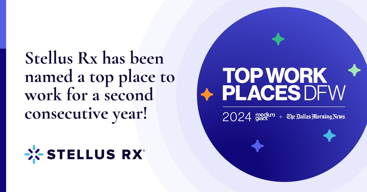 Exciting news! Stellus Rx has been named a Top Workplace in DFW for the 2nd year in a row! By creating a great place to work, we’re able to focus on what matters most—providing the best care for our patients every single day.

Thank you to every incredible team member!