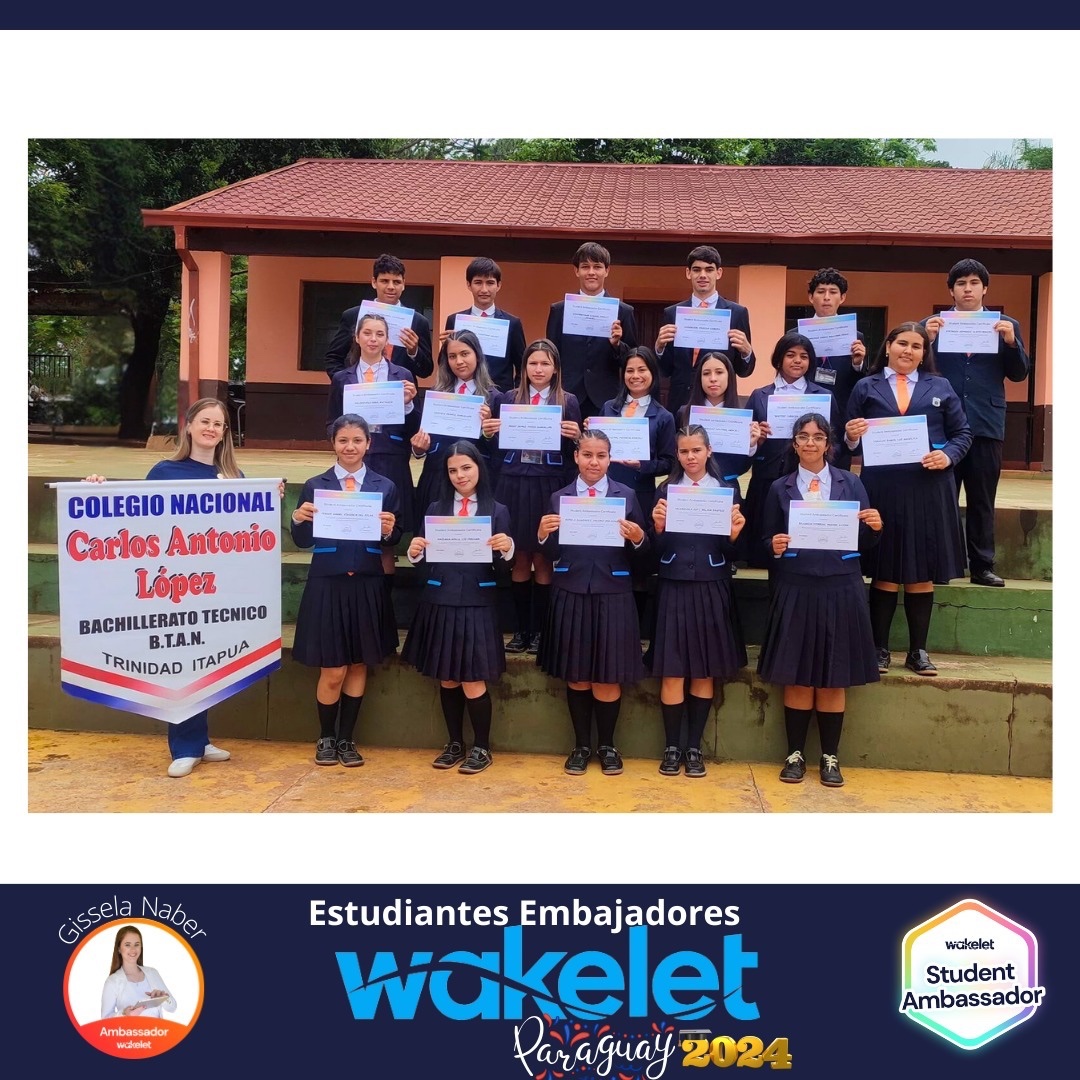 ¡Felicidades a los“Estudiantes Embajadores 2024 de Wakelet” del Colegio Nacional Carlos Antonio López, Trinidad-Paraguay🇵🇾! 🎉🌊

¡Sigan brillando y aprovechando todas las oportunidades para crecer! 🌟

#WakeletWave #WakeletParaguay2024 #EstudiantesEmbajadores