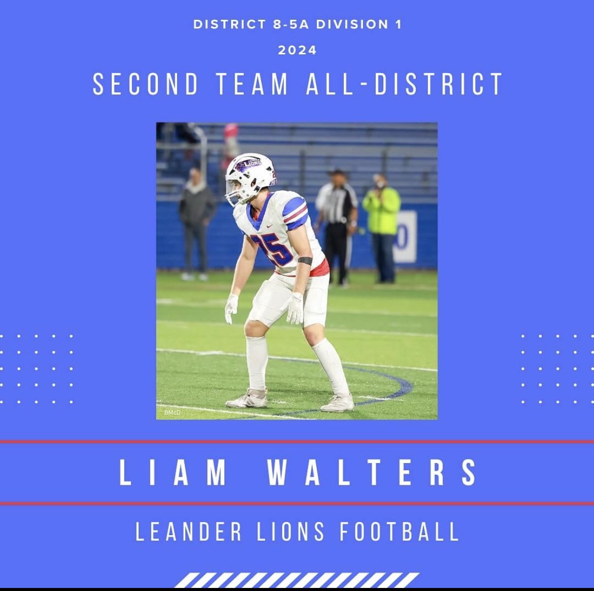 liam_walters25's tweet image. Honored to be named 2nd Team All District and Academic All-District
@CoachPrice03
@LLionsFootball
@CoachMcLain512