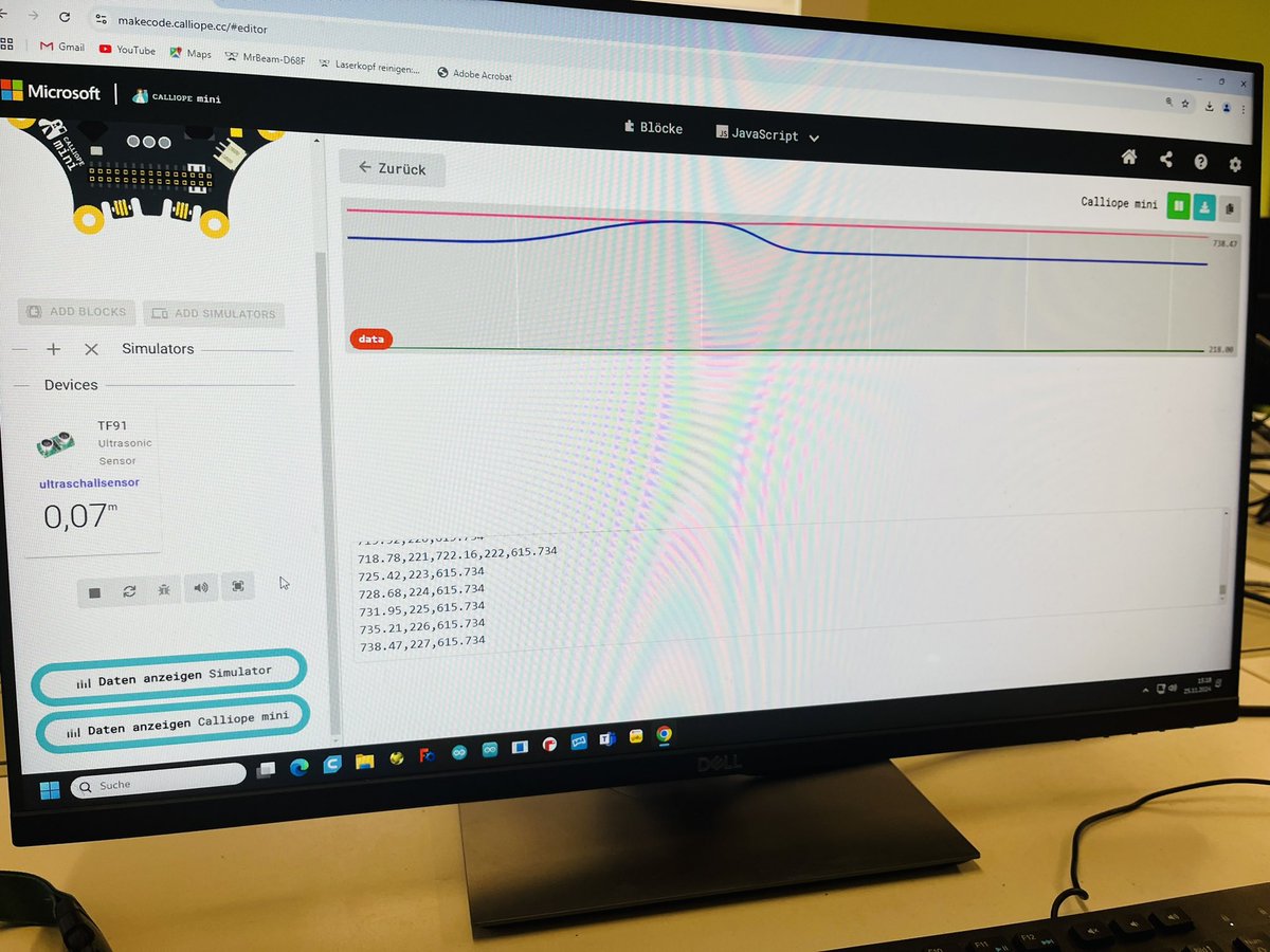 r_schulz_maker's tweet image. Füllstand messen mit @CalliopeMini und @KittenBot1 #jacdac Ultraschallsensor. Toller praktischer Versuch mit mathematischen Grundkenntnissen im #Informatikunterricht. Überraschend genaue Messwerte direkt im Plot #Datalogger. #STEM #MINT #Education #programming
