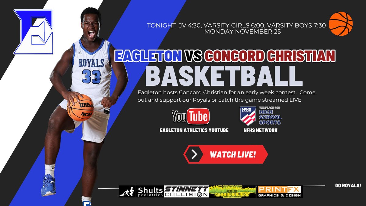 Scott West (@coachw25) on Twitter photo Concord Christian comes to Eagleton tonight for a non-district battle. JV boys at 4:30 VG 6:00, VB 7:30. <a href="/5StarPreps/">5Star Preps</a> <a href="/TDT_Sports/">Daily Times Sports</a> <a href="/eccaathletics/">ECCA_Athletics</a> <a href="/ECCARoyals/">Eagleton College & Career Academy</a> Concord Christian comes to Eagleton tonight for a non-district battle. JV boys at 4:30 VG 6:00, VB 7:30. <a href="/5StarPreps/">5Star Preps</a> <a href="/TDT_Sports/">Daily Times Sports</a> <a href="/eccaathletics/">ECCA_Athletics</a> <a href="/ECCARoyals/">Eagleton College & Career Academy</a>