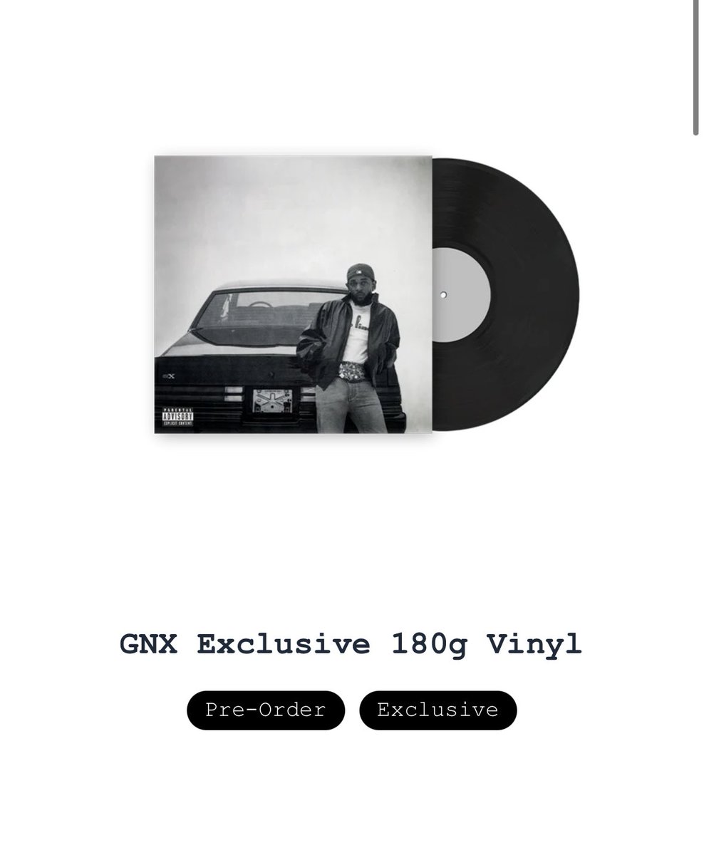 🚨 Vinyl Release

Kendrick Lamar - GNX 

3 vinyl variants 

shop.my-gnx.com