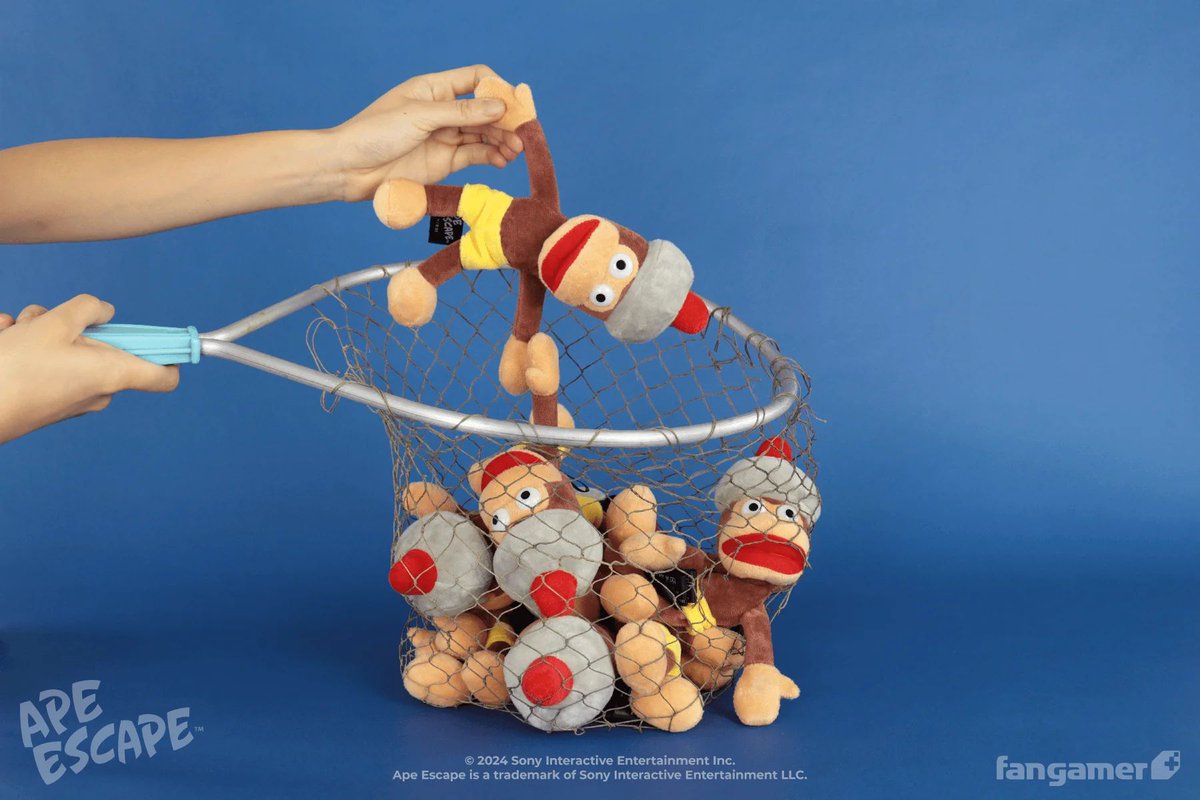 Wario64's tweet photo. Ape Escape - Pipo Monkey Plush is $19 at Fangamer (save $4 on each plush after you buy the first) https://t.co/fHxlKqxDrY https://t.co/scuWQy5g6I