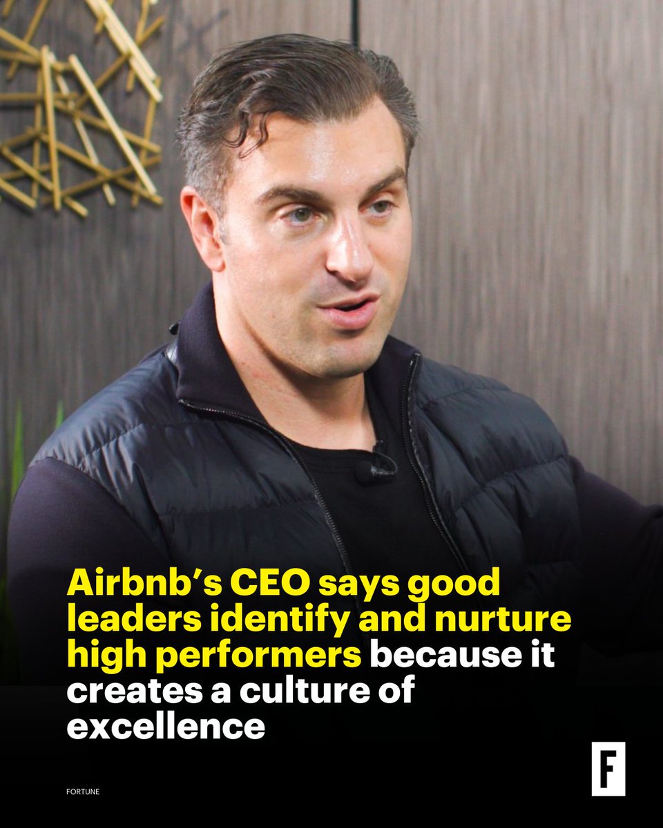FortuneMagazine's tweet photo. Brian Chesky says that he picks favorites at Airbnb to show what excellence at the company looks like. https://t.co/qX4Vtk7Jy6 https://t.co/cDbjR6jW7v