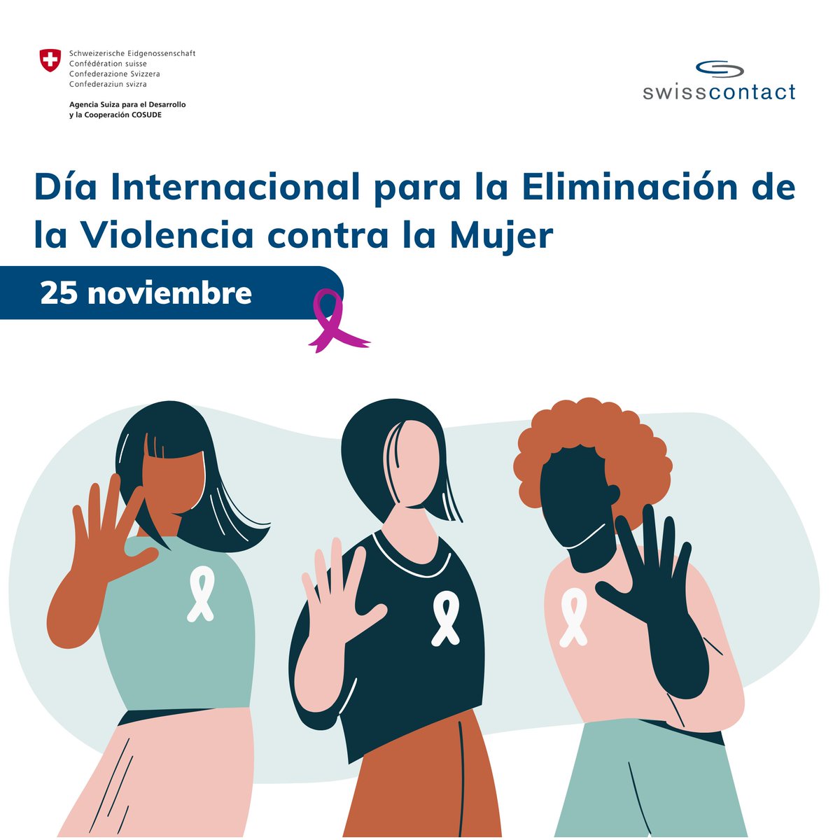 #NoHayExcusa | Únete a la lucha contra la violencia de género: 16 días de activismo para construir 365 días libres de violencia basada en género. Swisscontact y la Cooperación Suiza (COSUDE), junto con el Programa Regional de Protección y Migración, contribuyen a reducir las VBG.