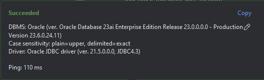 FriedholdMatz's tweet image. Connecting with @jetbrains  #DataGrid to my #Oracle23ai Free Cloud DB - Frankfurt