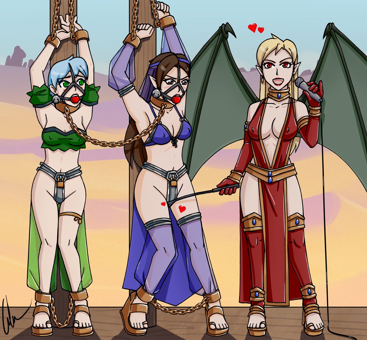 HeavensystemART's tweet photo. Right now we are having a 2 for 1 special on these lovely ladies, comes with all the gear and clothes you see, this one might need discipline, starting at 1000 gold ;) https://t.co/IMe42cmLQd
