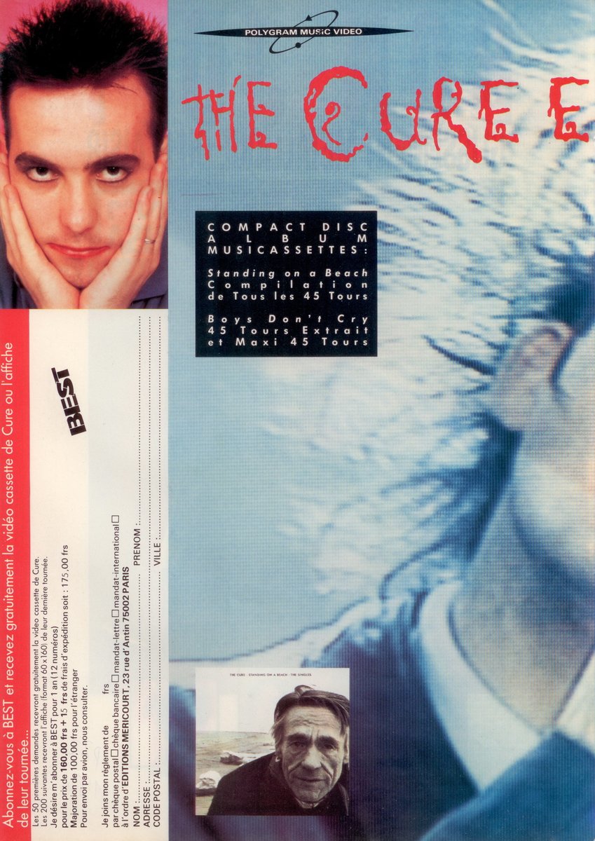 TheCureForever_'s tweet photo. From Best Magazine (France), November 1986 – Highlighting Standing on a Beach: The Singles and Staring at the Sea: The Images. Which single from this collection is your favorite?
#TheCure #StandingOnABeach #StaringAtTheSea #BestMagazine #BoysDontCry #TheLoveCats #PostPunk https://t.co/c7i7bOpSJM