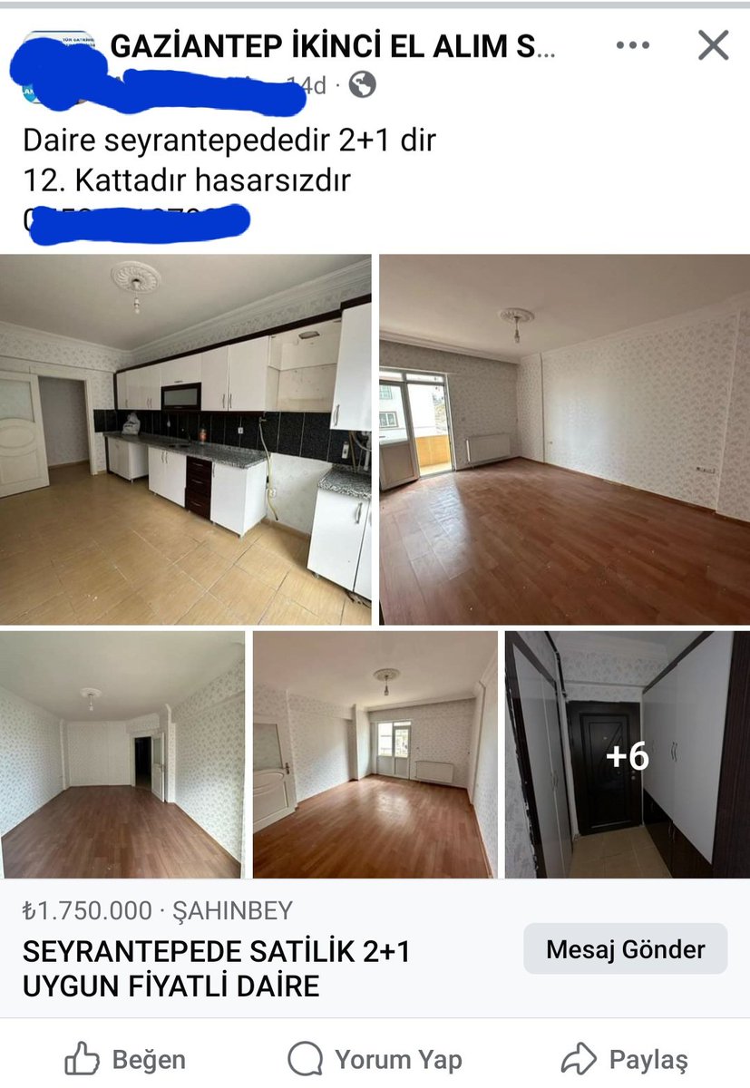 ilkbizde_'s tweet photo. Gaziantep Seyrantepede aynı daire, iki farklı emlakçı iki farklı fiyat az önce görüp sizinle paylaşmak istedim .
Biri 1750 derken diğeri 1860 yazmış
#Gaziantep 
#tuhaf
#Deprem 
#Malatya 
#Diyarbakır 
#buradanhaykırıyorum https://t.co/wVj7SRLb5Y