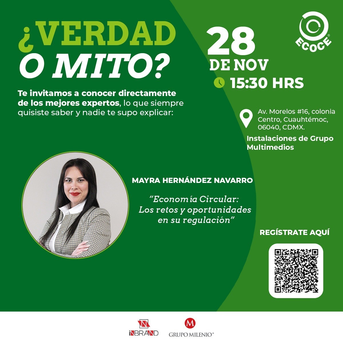 ecoceac's tweet photo. Si eres universitari@ y te interesa saber más sobre #EconomiaCircular 🔄 y desmitificar muchas de las creencias en torno a los plásticos y su #reciclaje ♻️, escanea los códigos QR y regístrate para asistir a nuestras charlas en las instalaciones de los foros de @Milenio ✅️🙌🏼 https://t.co/NeDBWvRdHG