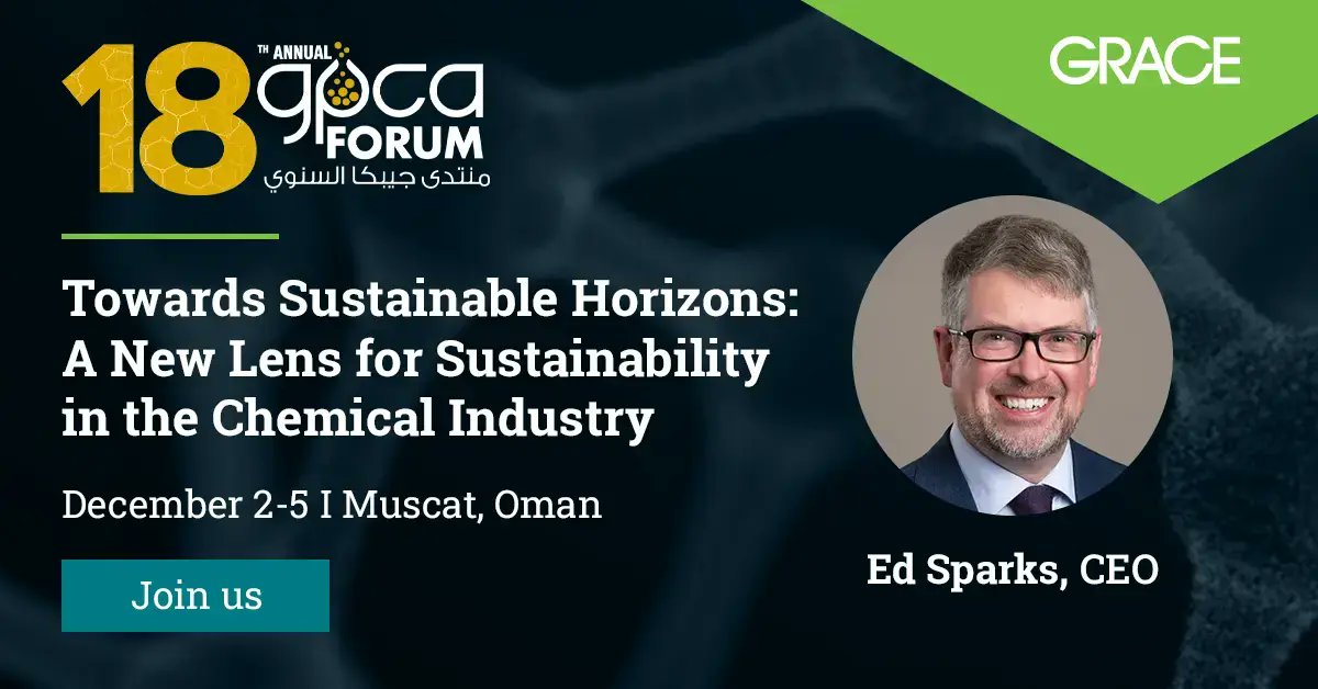 W.R. Grace (@wrgraceco) on Twitter photo Heading to #Oman for the <a href="/GulfPetChem/">GPCA Ų¬ŁŲØŁŲ§</a> Annual Conference? So are we!
Catch our CEO on Dec 4 at 9:30 AM during Leadership Dialogue 1: Towards Sustainable Horizons, and letās connect there! š - gpcaforum.com/annual-forum-pā¦
#GPCA2024 #Sustainability #ChemicalsIndustry Heading to #Oman for the <a href="/GulfPetChem/">GPCA Ų¬ŁŲØŁŲ§</a> Annual Conference? So are we!
Catch our CEO on Dec 4 at 9:30 AM during Leadership Dialogue 1: Towards Sustainable Horizons, and letās connect there! š - gpcaforum.com/annual-forum-pā¦
#GPCA2024 #Sustainability #ChemicalsIndustry