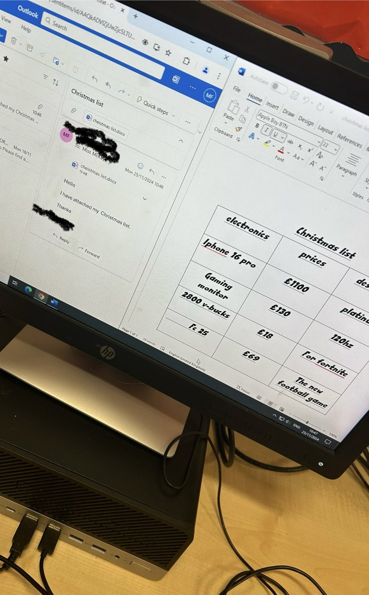 MissMckay_'s tweet photo. S1 started to get into the Christmas spirit this morning 🎄. They used their Word Processing, Internet Research and Email skills to create their own Christmas list and share with me! 📩 https://t.co/fVyLV4XdxG