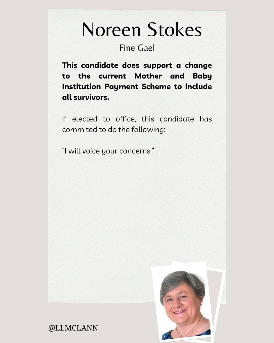 Noreen Stokes's stance on Mother and Baby Institutions Payment Scheme:
#GE2024