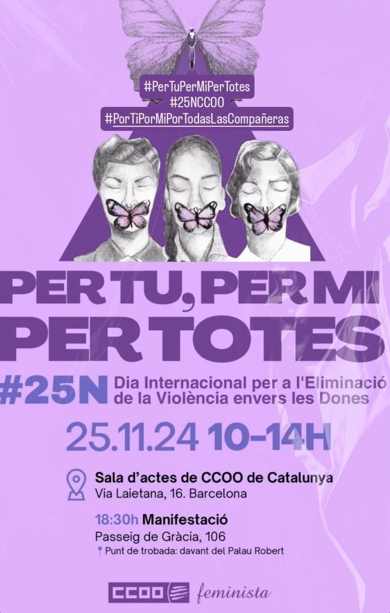 CCOOHabitat_Cat's tweet photo. @CCOOHabitat_Cat en els actes del #25N de @ccoocatalunya .
#PerTuPerMiPerTotes #25CCOO
Hi ha moltes classes de violència masclista
reconèixer-les és combatre-les
#reconeix-les #Reconocelas
@CCOO_Habitat https://t.co/hzioTEBUEd
