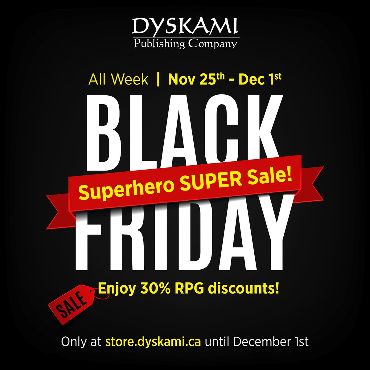Dyskami’s Black Friday Superhero Super Sale 2024

All week until Dec 1st, enjoy a BIG 30% discount on the entire Absolute Power superhero RPG line!

Available exclusively from the Dyskami web store at store.dyskami.ca/product-catego…

#superhero #RPG #RolePlaying #DnD #TriStat #BESM