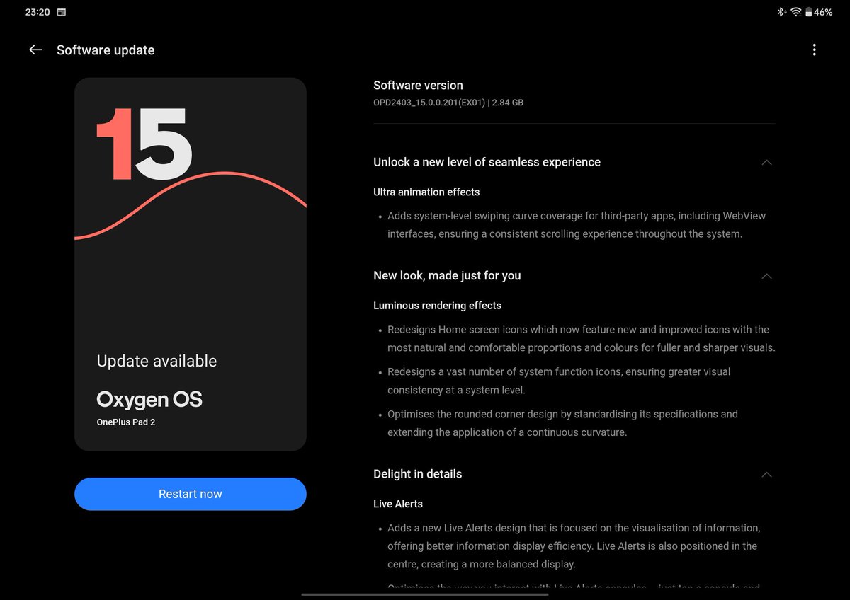 TanaysinghT's tweet image. OnePlus Pad 2 getting OxygenOS 15 now: #onepluspad2 #oxygenos15