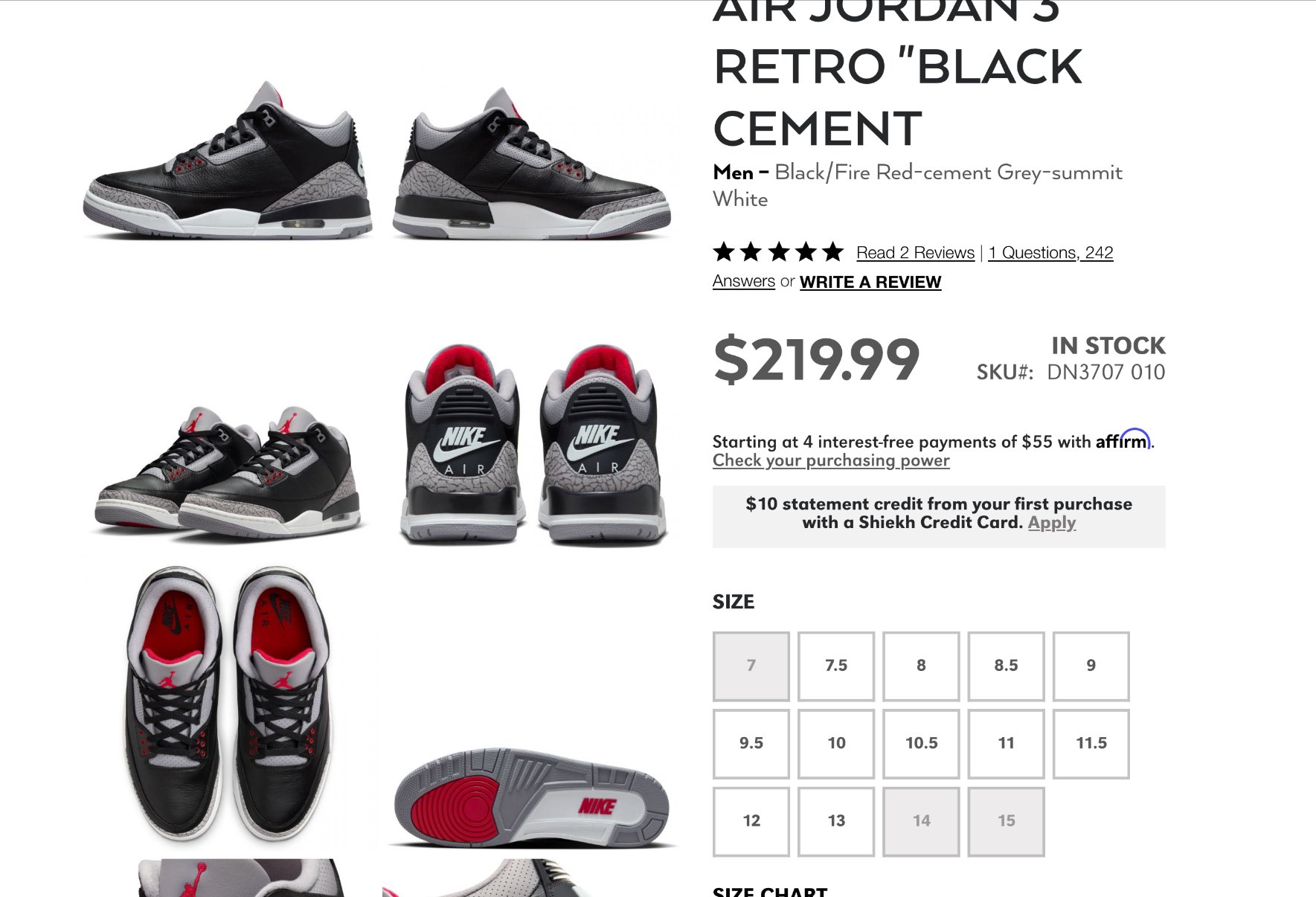 Jordan 3 black cement restock hot sale
