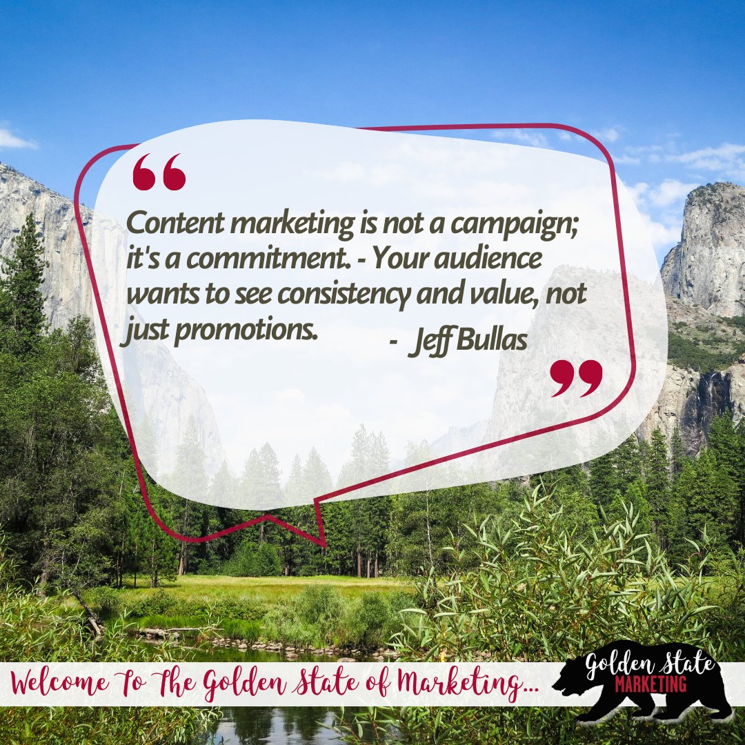Content marketing is not a one-time campaign; it's a long-term commitment. Consistency and value should be our watchwords, not just promotions.

#GoldenStateMarketing #MarketingMonday #contentmarketing  #marketing #marketingdigital #marketingtips #marketingstrategy #marketing101