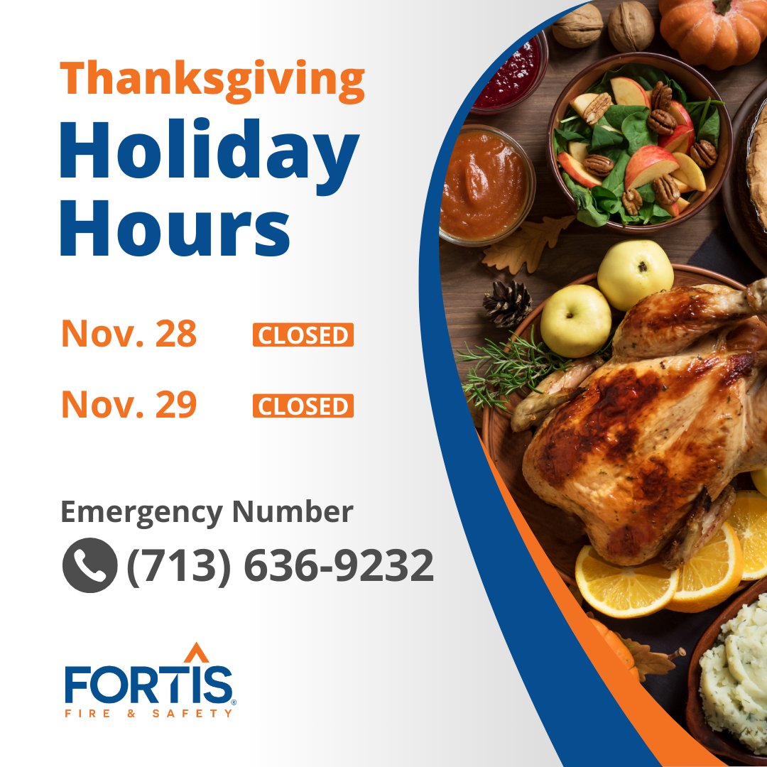 FortisFire's tweet photo. Our branches are closed this Thursday and Friday. 

Don’t worry, though! Call (713) 636-9232 in case of any service emergencies, and we’ll be there. 

#FireSafety #FloridaFireSafety #BoyntonBeachBusiness https://t.co/FzUS5pRIWd