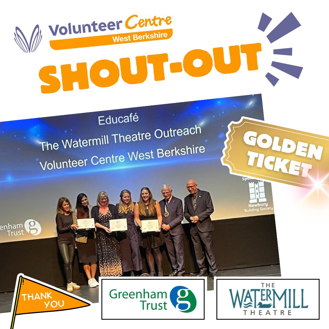 Volunteer Centre West Berkshire (@vcwb1) on Twitter photo 🌟 Huge thanks 🌟 to <a href="/Greenham_Trust/">GreenhamTrust</a> and <a href="/WatermillTh/">Watermill Theatre</a> for the generous donation of £500 from the Greenham Trust Awards Golden Ticket draw.
Golden Ticket winner Lixi Chivas, of the Watermill, kindly chose to share the money amongst all the Community Charity of the Year nominees. 🌟 Huge thanks 🌟 to <a href="/Greenham_Trust/">GreenhamTrust</a> and <a href="/WatermillTh/">Watermill Theatre</a> for the generous donation of £500 from the Greenham Trust Awards Golden Ticket draw.
Golden Ticket winner Lixi Chivas, of the Watermill, kindly chose to share the money amongst all the Community Charity of the Year nominees.