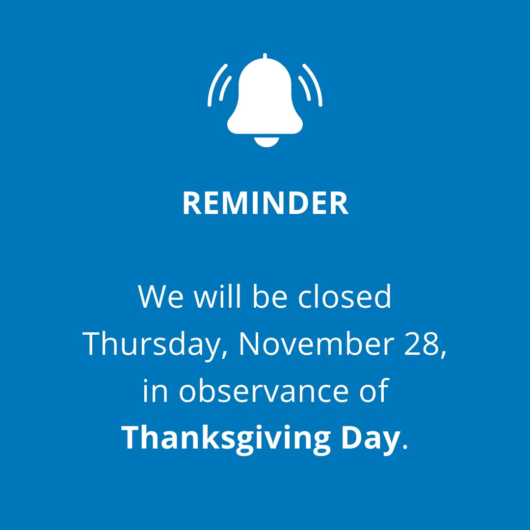 Don't forget... We will be closed on Thursday, November 28, in observance of Thanksgiving Day. #ValleyStarCU #Thanksgiving #Holiday