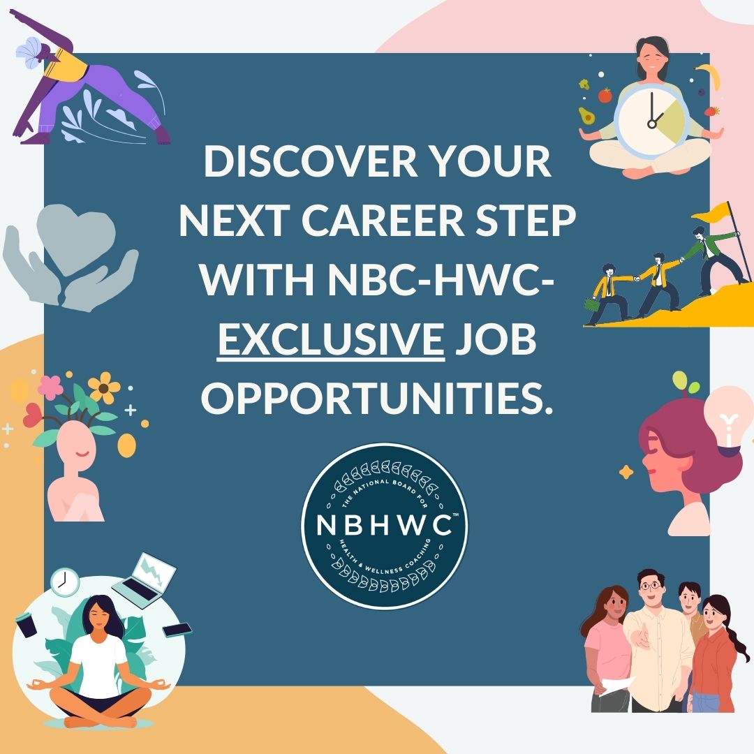 Unlock exclusive career opportunities! 🔓 As an NBC-HWC, gain access to a curated job board featuring roles that value your credential. Ready to take the next step? 🌟 #NBC-HWC #CareerOpportunities