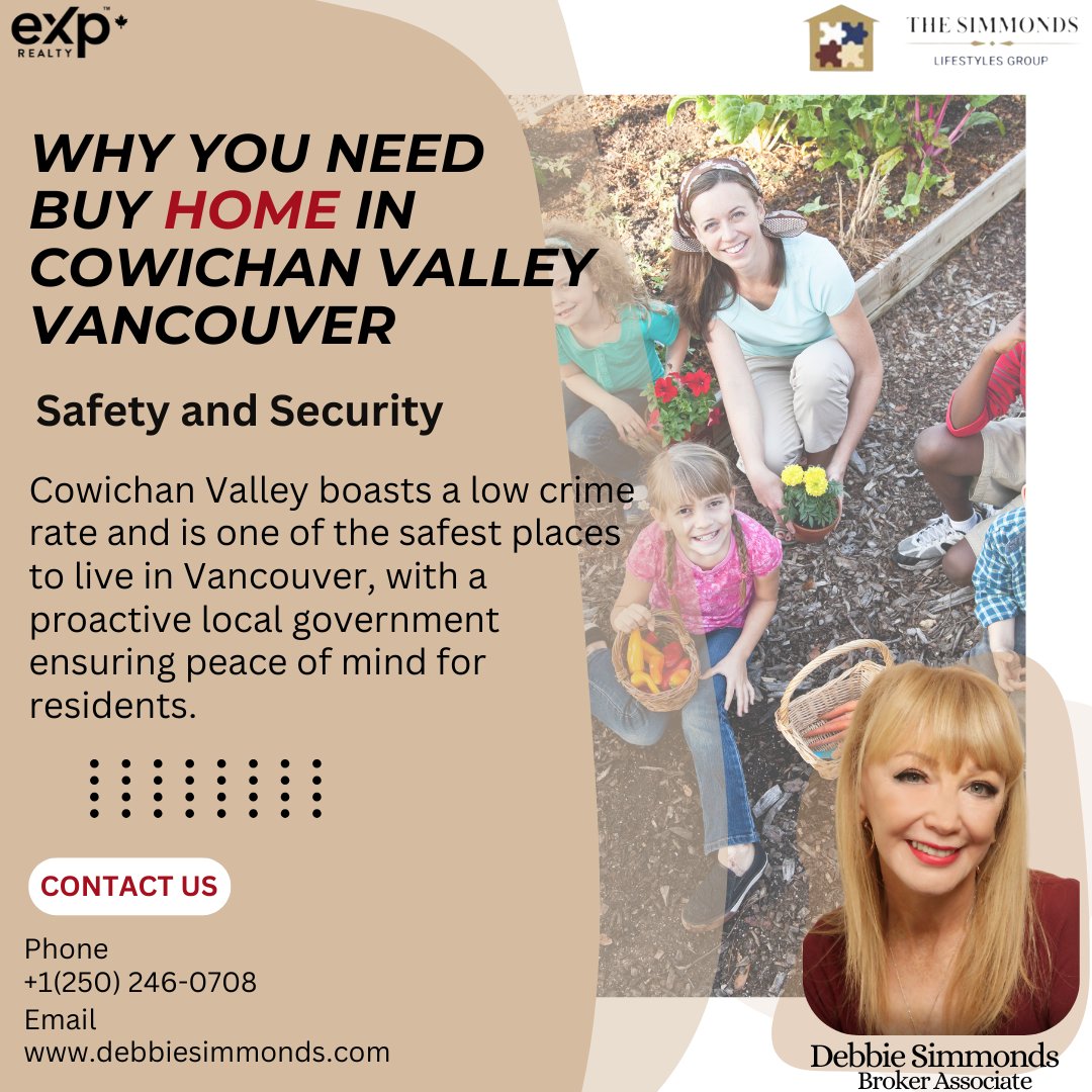 DebbieSimmonds2's tweet photo. Discover safe living in Cowichan Valley! Low crime rate &amp; proactive government. Let Debbie Simmonds find your serene home! 🏡 #CowichanValley #SafetyAndSecurity #PeaceOfMind #VancouverIslandLiving  #RealEstateExpert #DebbieSimmonds 
📞 +1(250) 246-0708
🌐 https://t.co/Qy2owhFSzR https://t.co/F48yV4myWe