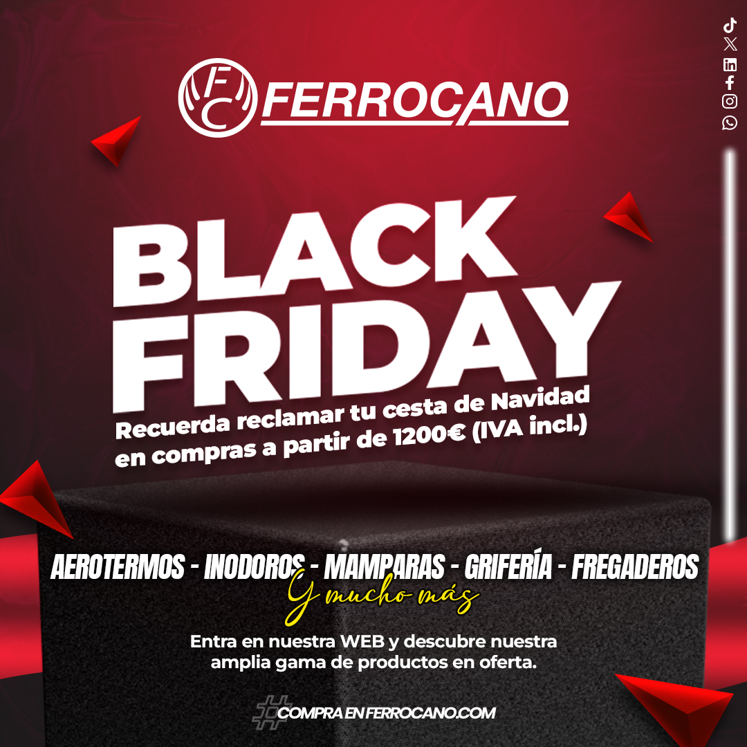 Ferrocano_'s tweet photo. ¡El Black Friday llega a Ferrocano! 🎉  
Aprovecha nuestros descuentos en aerotermos, sanitario, mamparas, grifería... ¡y mucho más!
Compra ahora en https://t.co/NV2bRfGoMX 🌐

#ferrocano #blackfriday https://t.co/8GThoZTVv5