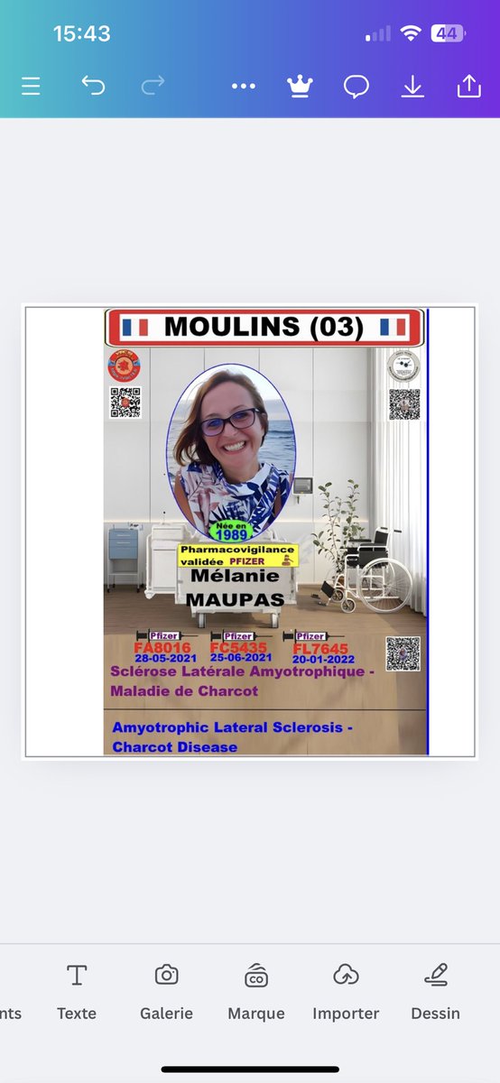 AAVIC_TEAM's tweet photo. ❤️‍🩹Mélanie Maupas, vice-présidente de l’association AAVIC Team, lutte avec force contre la maladie de Charcot depuis 3 ans.

💬 Annonce importante : La pharmacovigilance vient tout juste de valider son dossier, confirmant officiellement le lien entre les injections Pfizer et le développement de sa maladie.
Comme mentionné dans le document officiel : “Nous souhaitons appuyer l’attention de l’ANSM sur les cas de SLA déclarés après vaccination contre la COVID-19 en proposant un cas « MARQUANT »

Cette reconnaissance est une étape cruciale, non seulement pour Mélanie, mais aussi pour toutes les personnes affectées par des effets secondaires graves. C’est une avancée importante pour faire entendre les voix de celles et ceux qui souffrent en silence.

Ensemble, continuons de nous mobiliser pour le soutien, la reconnaissance et la justice. Mélanie est un exemple de courage, et nous devons l’accompagner dans ce combat. 🙏
@Machabouttier  @Cyrilhanouna @TPMP @myriampalomba @Beatrice_Rosen @Marc_Doyer @ouestmoncycle @Le_Figaro @nicolasberrod @DBouffee @MalloChloe @lilou_lm95 @MelLili03 @Tocsin_Media @YannickMonnet3 @StefanCuvelier @guilhemeric @Clooney03Fred @mat035863 @Onaeunotdose @Sebsebastien77 @AlexisPhilo @f_philippot @dupontaignan @v_joron