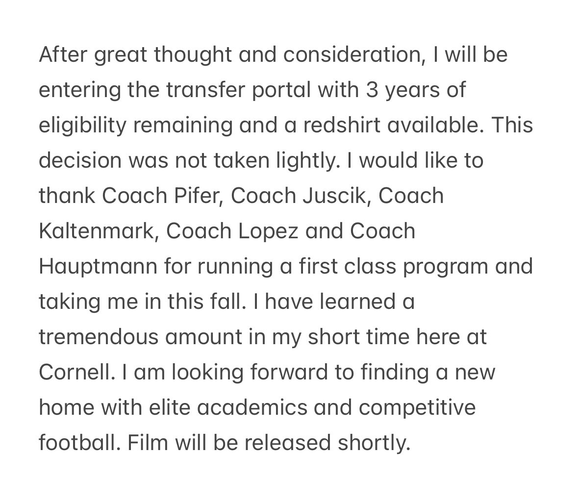 After much thought and consideration, I will be entering the portal with 3 years of eligibility and a redshirt. Looking forward to finding a new home! <a href="/EDGYTIM/">Timothy “EDGYTIM” OHalloran</a> <a href="/RivalsPortal/">NCAA Transfer Portal</a> <a href="/CollegeFBPortal/">College Transfer Portal</a> <a href="/247SportsPortal/">247Sports Transfer Portal</a> <a href="/TNTignite/">TNT Ignite</a> <a href="/underdogrush/">Underdog Training</a>