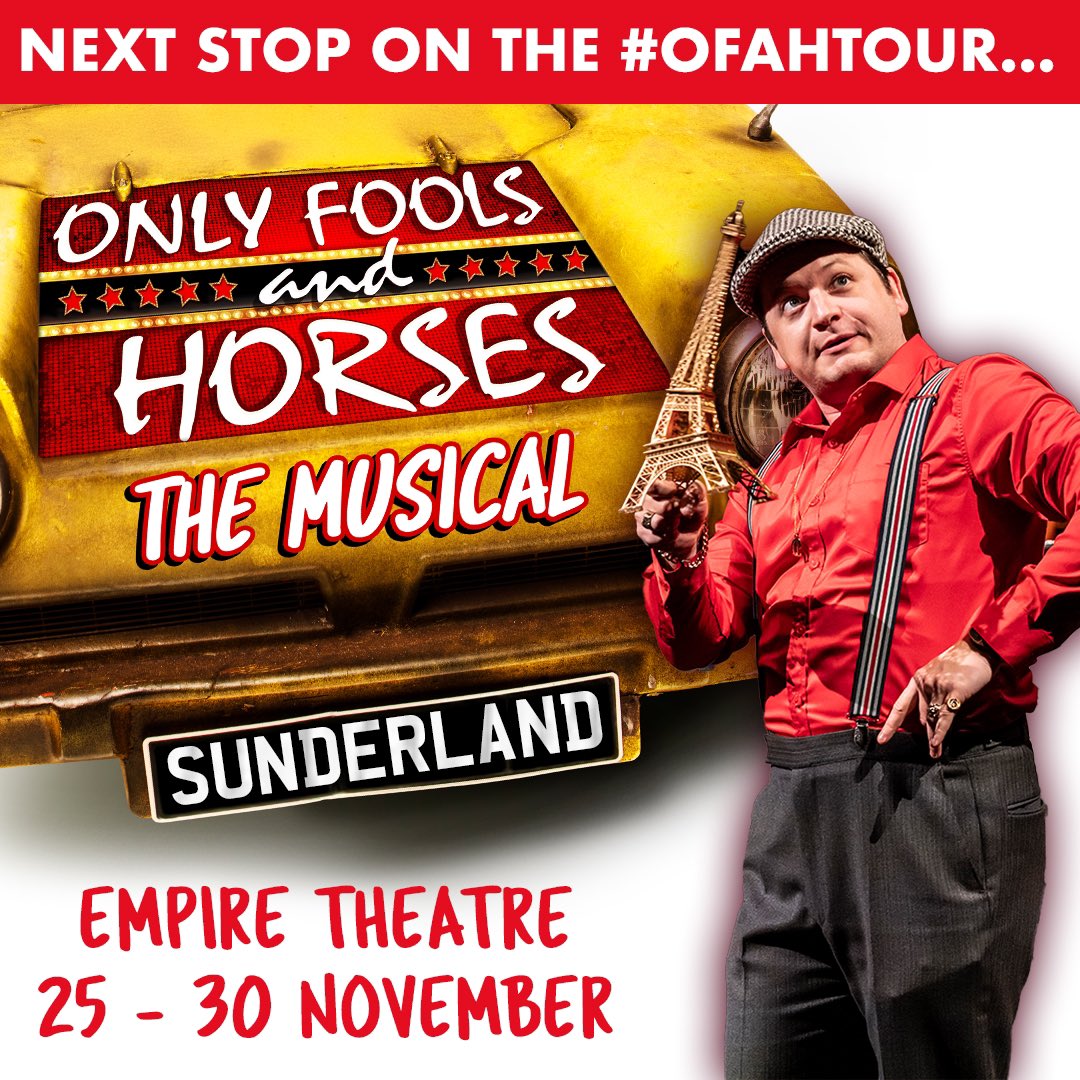 Sunderland, are you in the market for some Hooky gear? Well, look no further, Del Boy’s in town! 🚖✨ 

We’re at the <a href="/SundEmpire/">Sunderland Empire</a> until Sat 30 Nov - don’t miss out! #OFAHTour