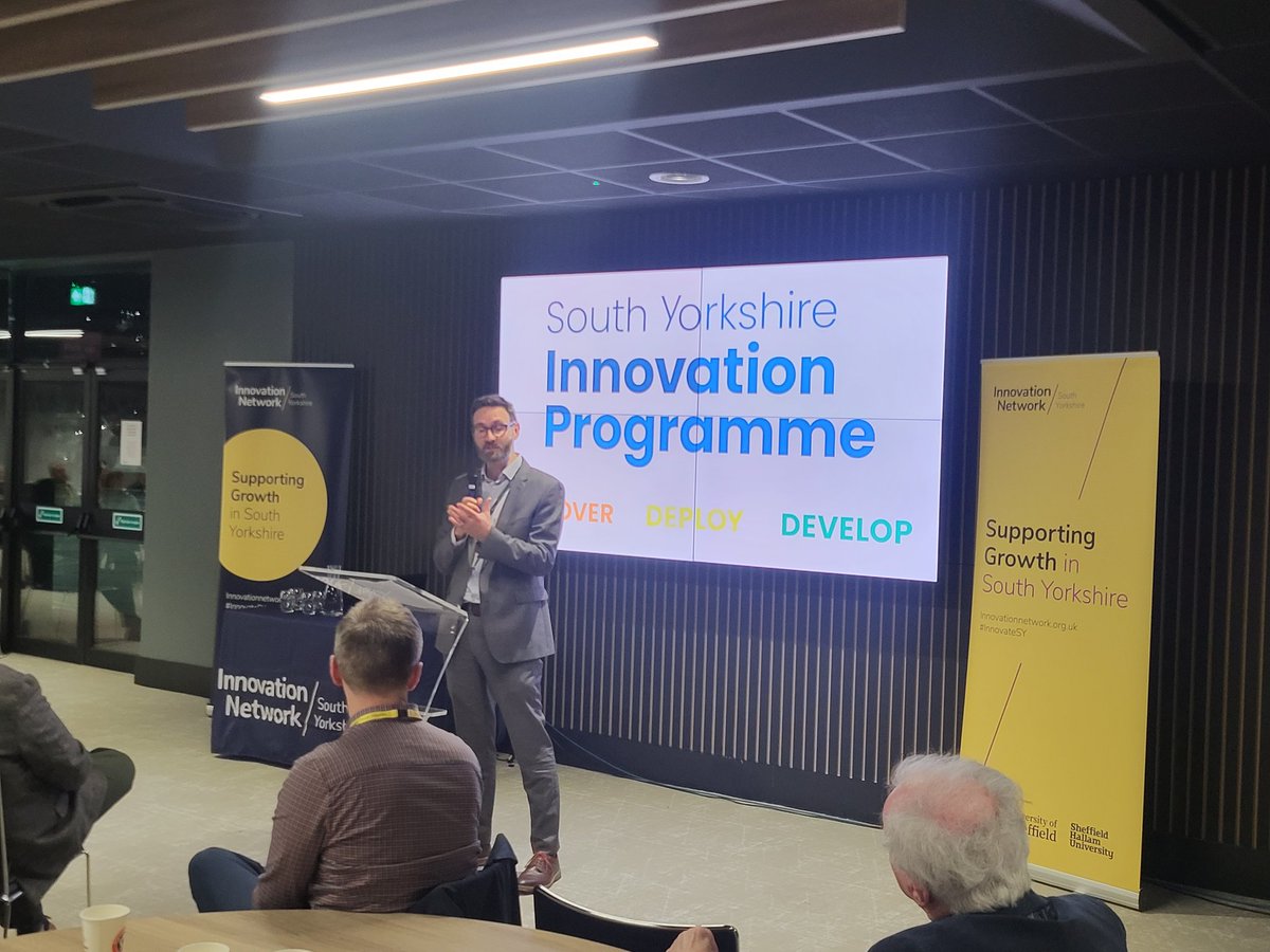 Innovation Network South Yorkshire (@innovnetworksy) on Twitter photo Thanks to <a href="/sheffhallamuni/">Sheffield Hallam University</a> Head of Innovation Services Alex Prince for a fantastic overview of how the collaborative SY Innovation Programme, led by Sheffield Hallam with <a href="/sheffielduni/">The University of Sheffield</a> & @barnsleycouncil, will help organisations innovate, accelerate & grow. Exciting times ahead! Thanks to <a href="/sheffhallamuni/">Sheffield Hallam University</a> Head of Innovation Services Alex Prince for a fantastic overview of how the collaborative SY Innovation Programme, led by Sheffield Hallam with <a href="/sheffielduni/">The University of Sheffield</a> & @barnsleycouncil, will help organisations innovate, accelerate & grow. Exciting times ahead!