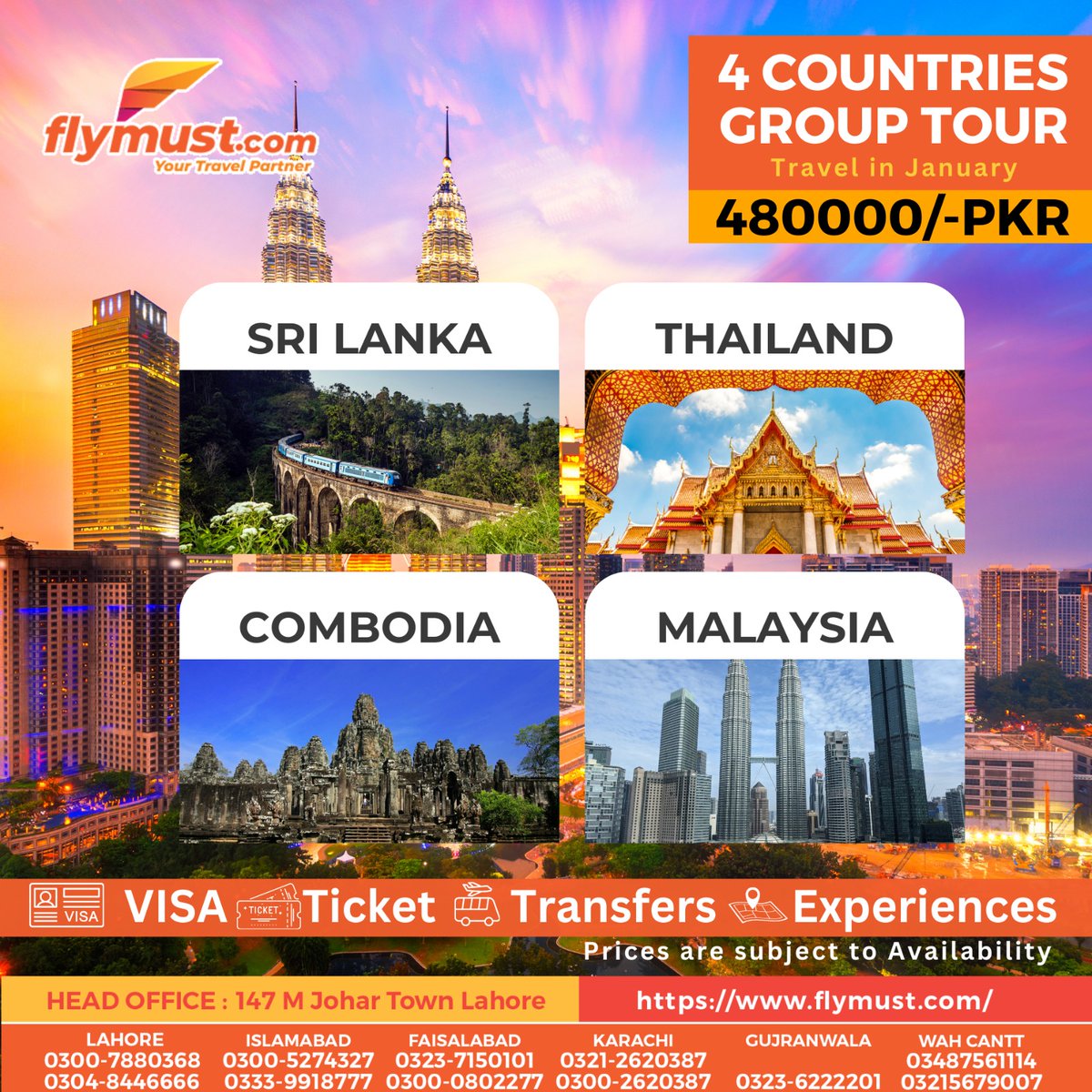 FlymustTours's tweet photo. Travel Lovers! This is for YOU. 📷
📷 Visit 4 stunning countries in one incredible journey!
📷 Just 480,000 PKR – All-inclusive!
📷 What's included?
📷 Visa Assistance
📷 Flight Tickets
📷 Transfers
📷 Unforgettable Experiences
📷 Travel Date: January https://t.co/aThLV7HiRR