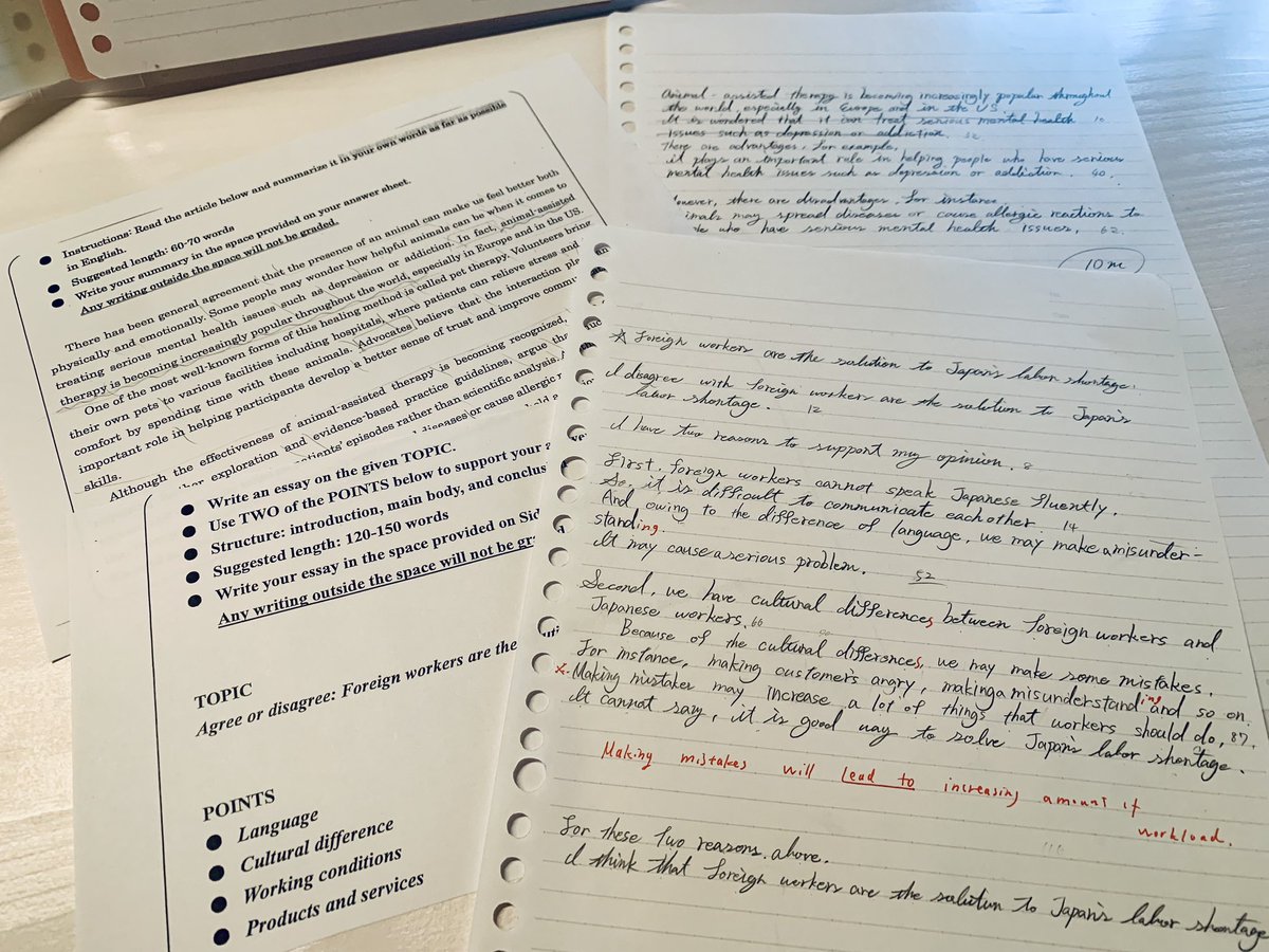 study_pole2's tweet image. 今日は英検の記述、リスニングをしました。
記述の要約問題に関しては、難易度の高いテーマの問題もかなり解けるようになってきました。意見論述に関しては語彙のレパートリーの伸び次第でかなり良い文書が書けそうです。
世界史、情報の勉強をして寝ます。
今日も1日お疲れ様でした。