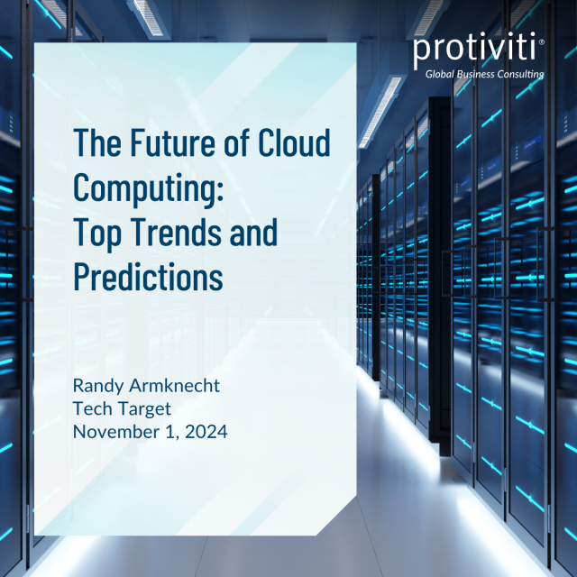 TimMaloneyJr's tweet photo. Learn how GenAI, IoT, edge computing, power-hungry data centers, data-hungry LLMs, FinOps and privacy laws will determine public cloud computing's future. Protiviti's Randy Armknecht shares more in Tech Target. https://t.co/QXiasMb8nt https://t.co/Wz0QQ7nV73
