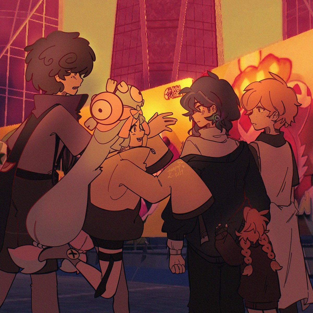 chamaesotis's tweet image. heyhey did u know that trevor is the only person here that doesnt have some variation of spiky teef :3?
🍊🫐&amp;amp;👻⚡️
,
#paldea #ionopokemon #ocxcanon #kalos #pokemonoc #fanchild #oc #pokemon #tropsucreshipping  #trevorpokemon 
(also i looked up levincia billboard for the bg LAWL)