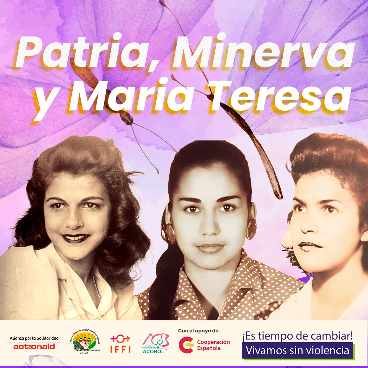 sinriesgobo's tweet photo. #25N 🦋🦋🦋💜

En este Día Internacional de la Eliminación de la Violencia contra la Mujer recordemos a las hermanas Mirabal que desde República Dominicana lucharon contra la dictadura y el sistema machista de sus tiempos.

Vuelen alto mariposas, nosotras seguimos con su lucha ✊🏼 https://t.co/amH60plsbP