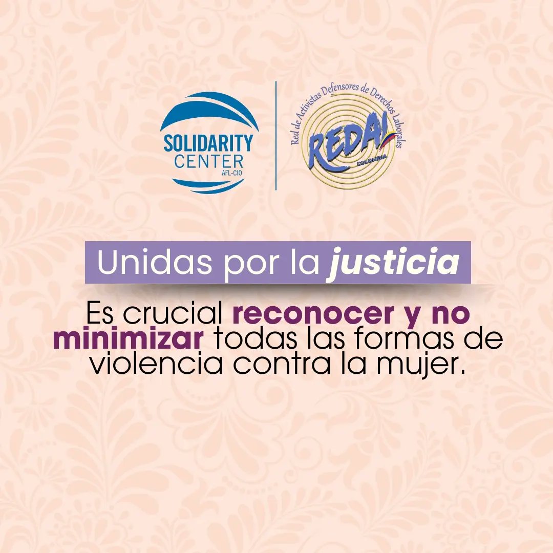 Seguimos luchando por espacios libres de violencia en el trabajo. ✊🏻
Hoy en el #25N en el día de la #NoViolenciaContraLaMujer💜 muchas y muchos alzamos la voz para erradicar todo tipo de violencia.🫱🏻‍🫲🏼👩🏻👩🏽👩🏿👩🏼 
🟣 Hoy y siempre queremos espacios de trabajo dignos y sin violencia.