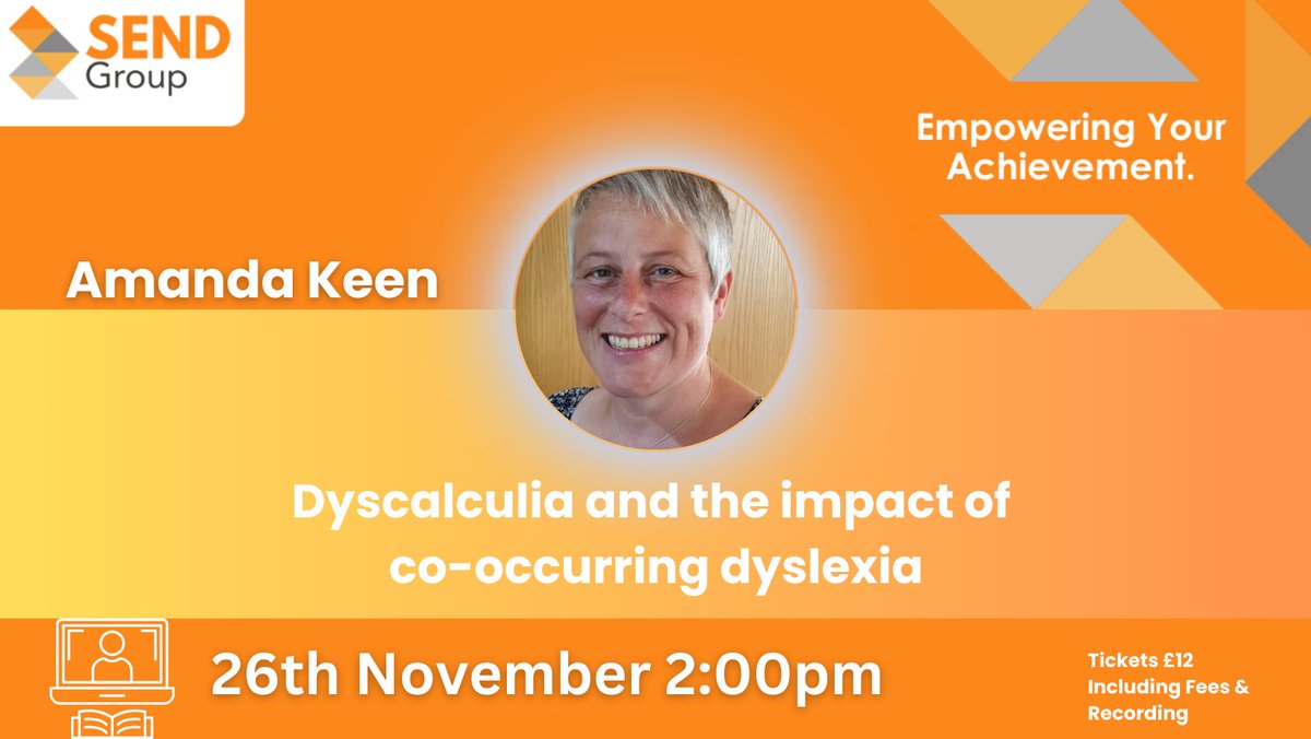 Join Amanda Keen for our next Inclusion Insights webinar tomorrow afternoon.
Register now :thesend.academy/inclusion-insi…
#TeacherTraining #InclusiveEducation #DyslexiaSupport #Dyscalculia #Dyslexia #ProfessionalDevelopment #Webinars  #CPD #inclusioninsights #maths #literacy