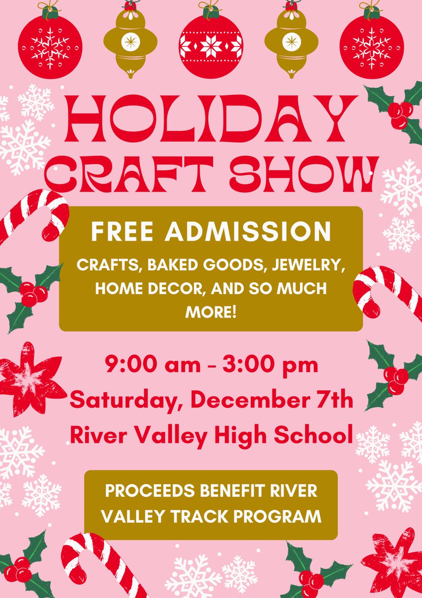 rvschools's tweet photo. Mark your calendar! Don't miss the RV Holiday Craft Show on Saturday, December 7th! https://t.co/vPbmtiGdyn