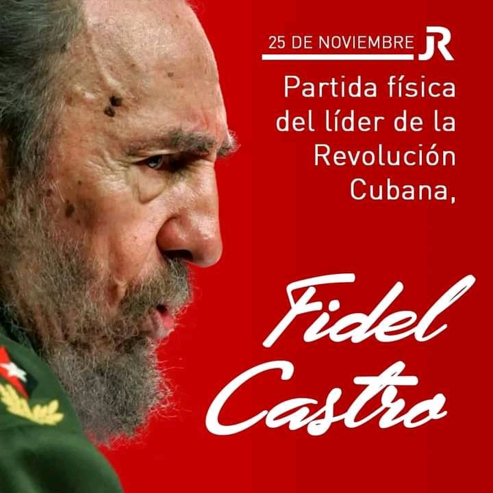 Al Eterno Comandante en Jefe, Fidel Castro Ruz,  recordamos a 8 años de su partida hacia la eternidad. Hoy el pueblo continúa defendiendo  la Revolución a la que dedicó su vida y con paso firme hacia una sociedad con todos y para el bien de todos.

#FidelPorSiempre