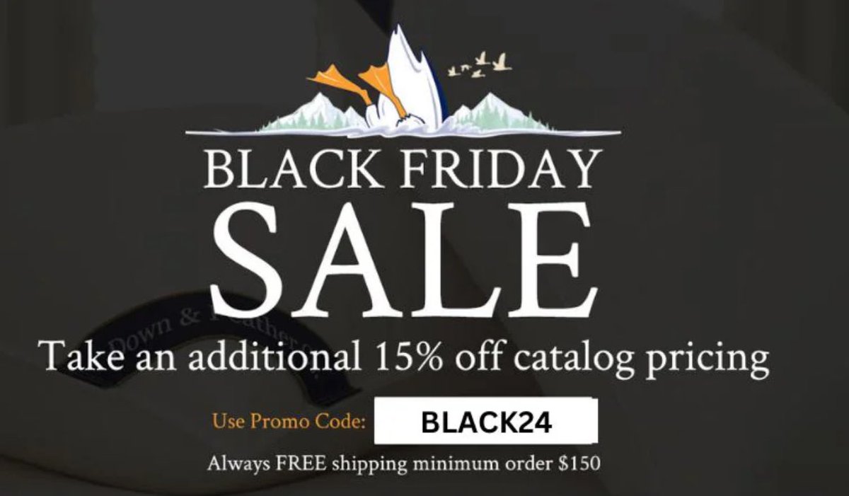 DownAndFeather's tweet photo. Black Friday Sale is LIVE! Use Code BLACK24 at checkout for our largest discount of the year! https://t.co/j7o4eqXUZN