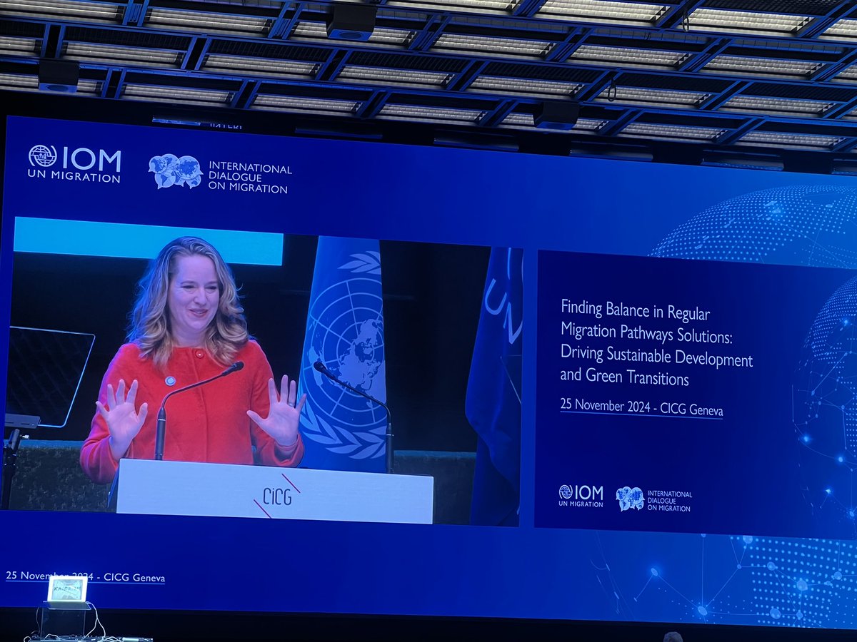 At International dialogues on migration on Finding balance in regular migration pathway solutions.Driving Sustainable Development and Green Transition  in Geneva Switzerland 🇨🇭.