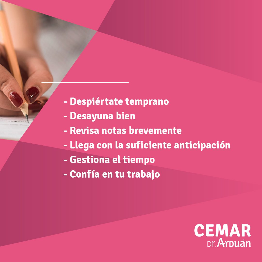 CemarFormacion's tweet photo. ¡Tips para el día del examen! ✏️👉🏼 Sal de casa con la antelación suficiente para llegar con tiempo, y evitar los nervios 🤯

https://t.co/VZgujvGn7J

#CemarFormacion #EducacionInfantil #Estudiantes #Consejos #Sevilla https://t.co/wFWBlVpmxN