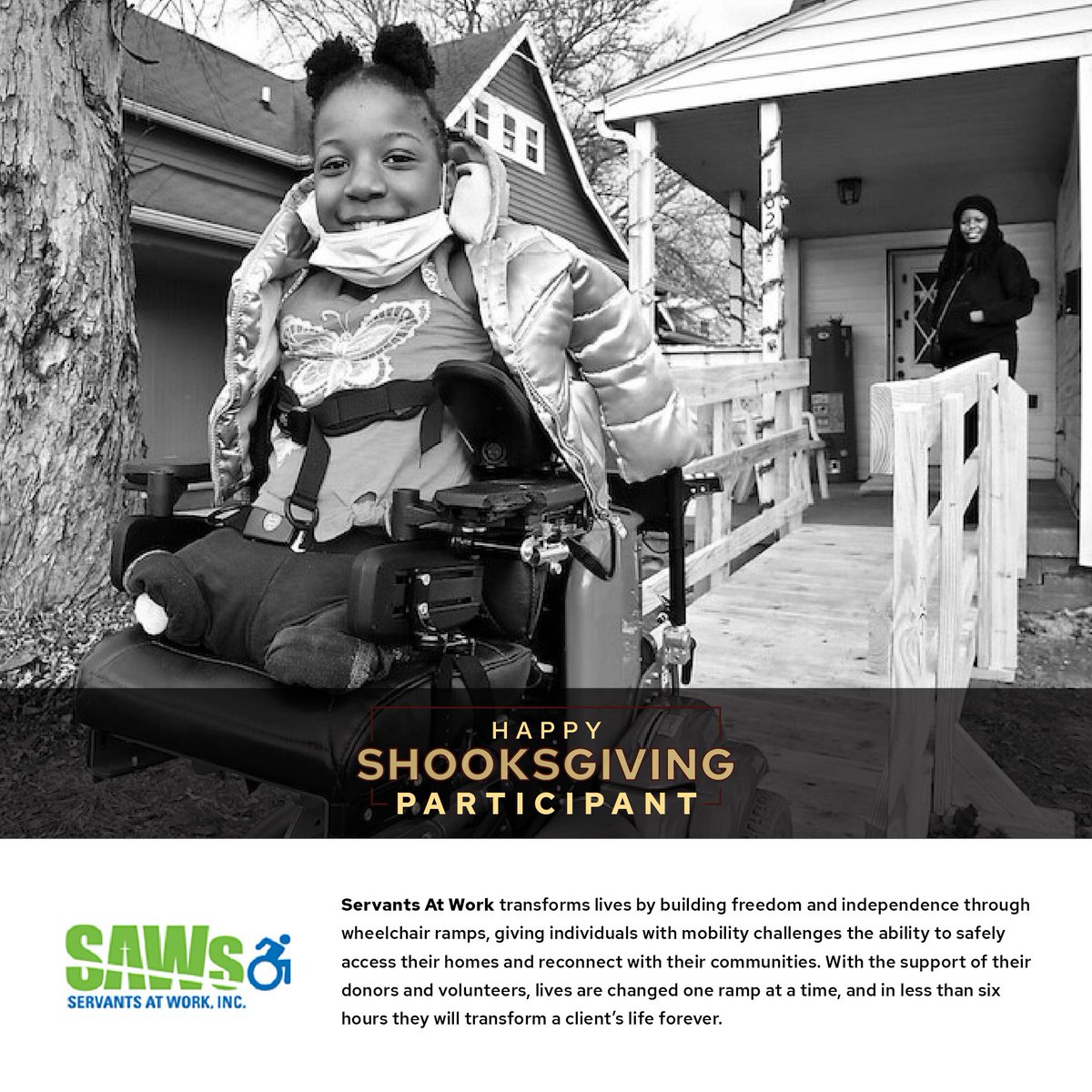 Meet our Happy Shooksgiving Challenge participants! Read the graphics below to learn a little about each non-profit organization and its mission to serve. We are grateful for the work they do to strengthen our community.

Cast your vote at happyshooksgiving.com.