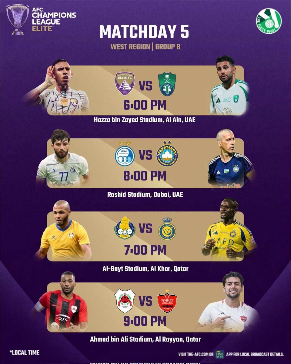 TheFootyPivot's tweet photo. It's #ACLElite MATCHDAY 5!
#AsianFootball #TheFootyPivot https://t.co/sjwrNYIo9K