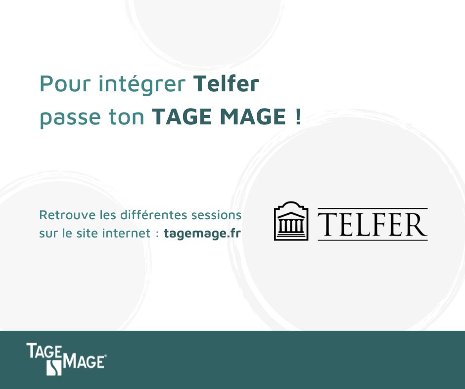 Afin d’intégrer Telfer tu dois passer le TAGE MAGE 📝

Rendez-vous sur : tagemage.fr pour trouver ta session 🔎

🔗 buff.ly/3HupmlO

#TAGEMAGE #session #test #school