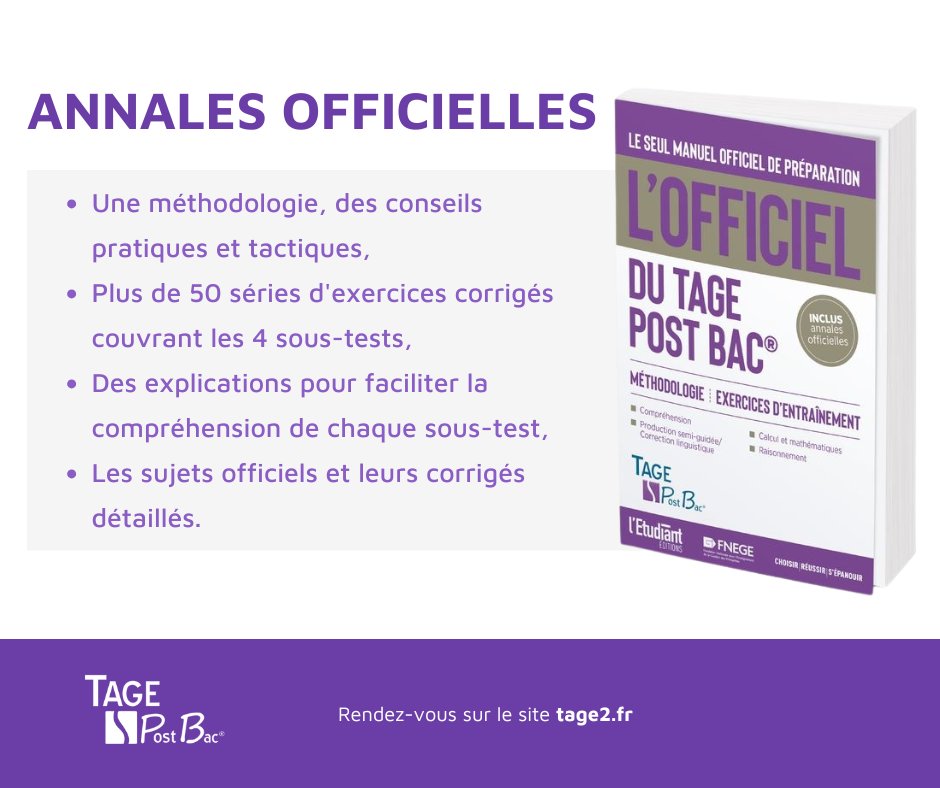 Besoin de t’entraîner au TAGE Post Bac ? 👀

Retrouve l’Annale Officielle pour te préparer efficacement !

🔗 buff.ly/3FYTcNI

#tagepostbac #TAGE  #session #test #admission #management